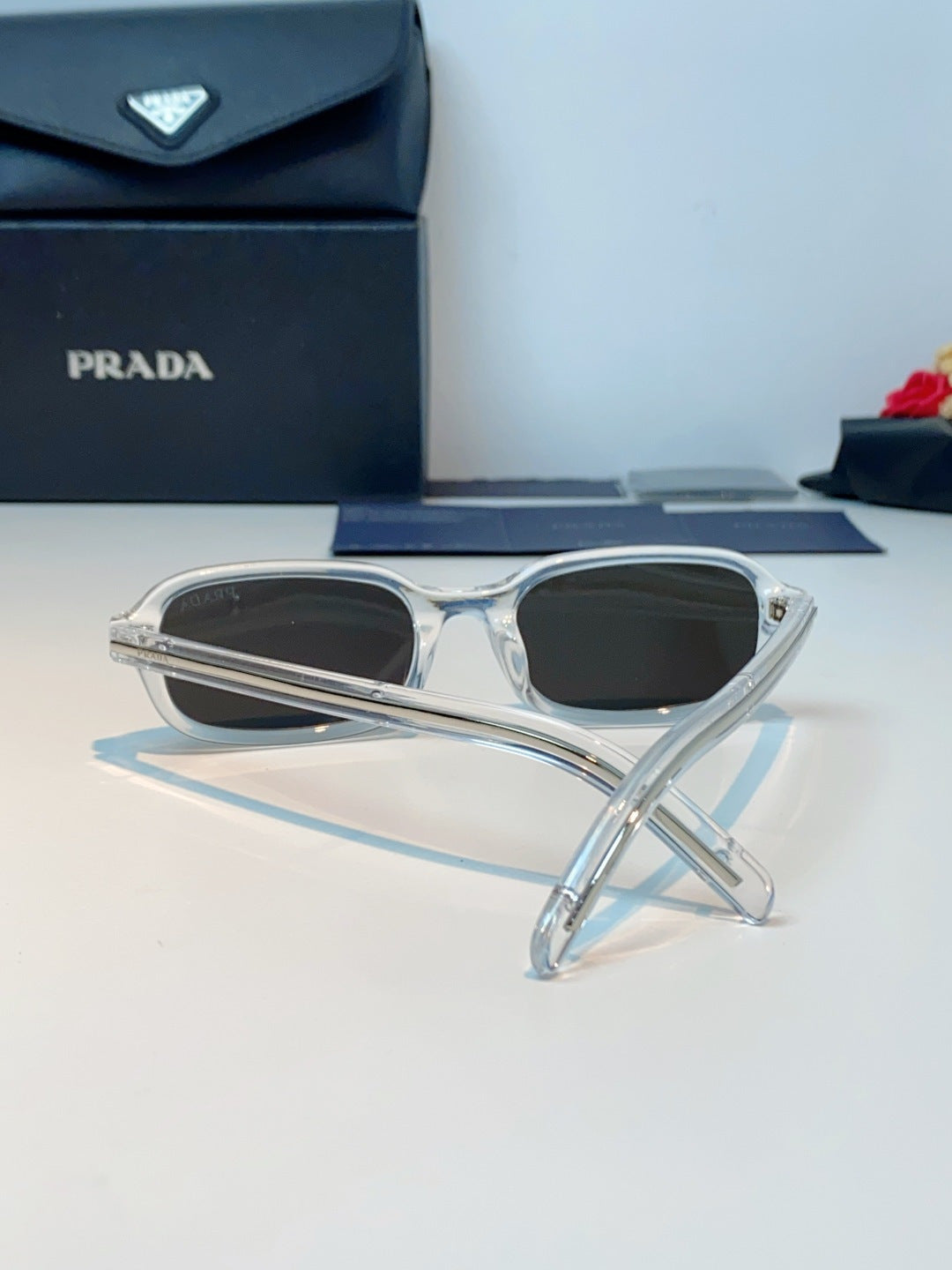 Prada Metal Oval Silver Lens Sunglasses for Men & Women - 382670 - detail image 3