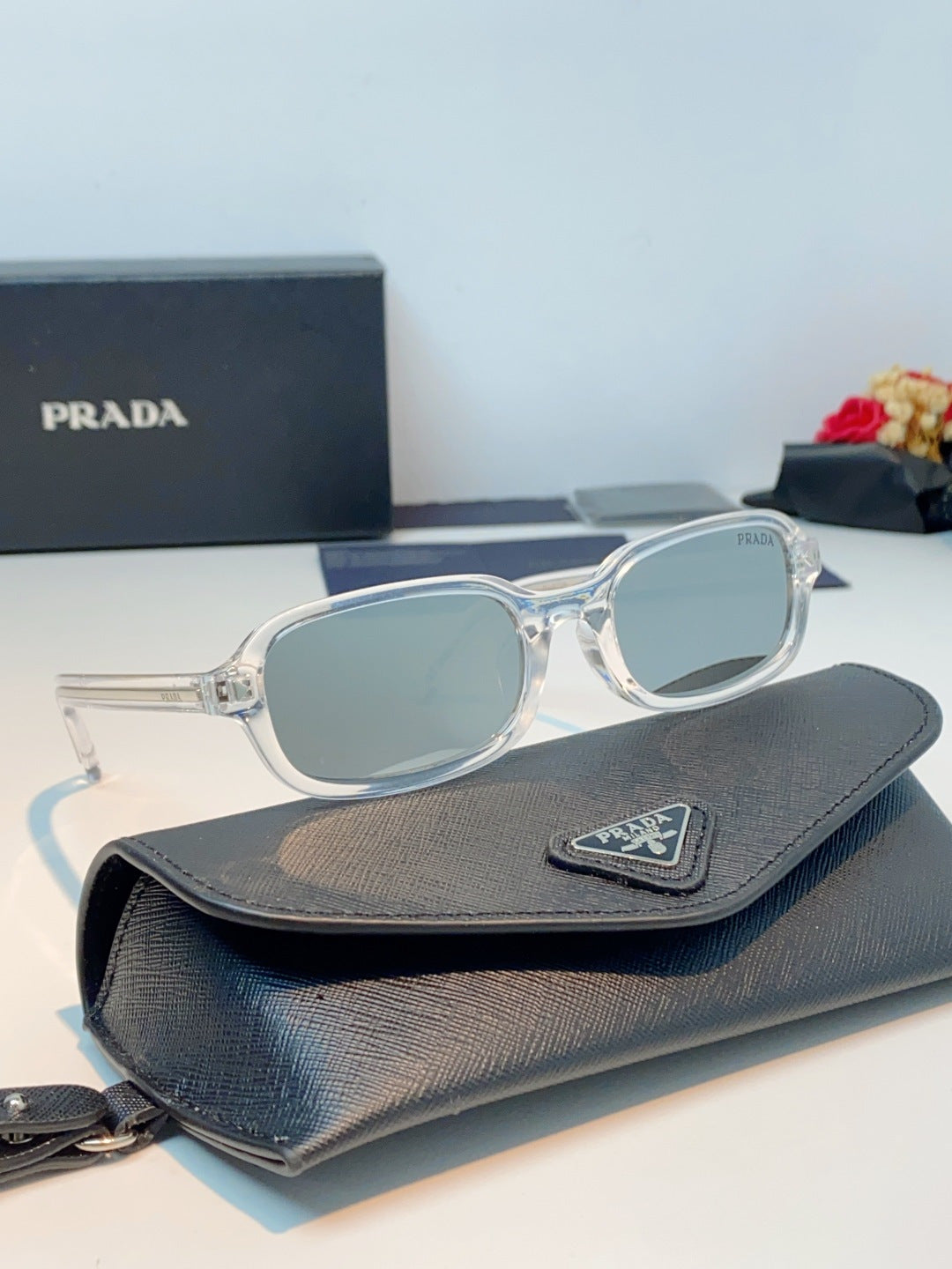 Prada Metal Oval Silver Lens Sunglasses for Men & Women - 382670 - detail image 11
