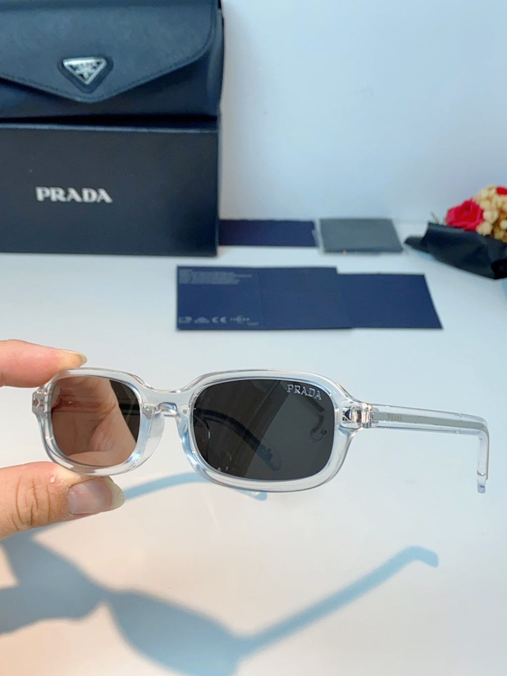 Prada Metal Oval Silver Lens Sunglasses for Men & Women - 382670 - detail image 6