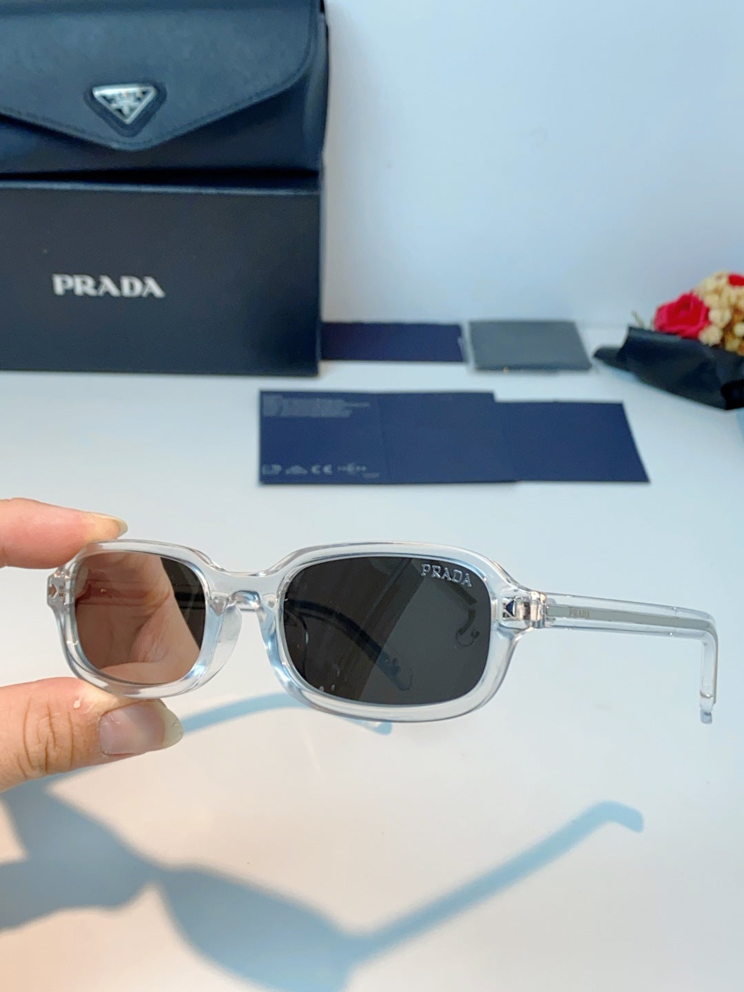 Prada Metal Oval Silver Lens Sunglasses for Men & Women - 382670 - detail image 6