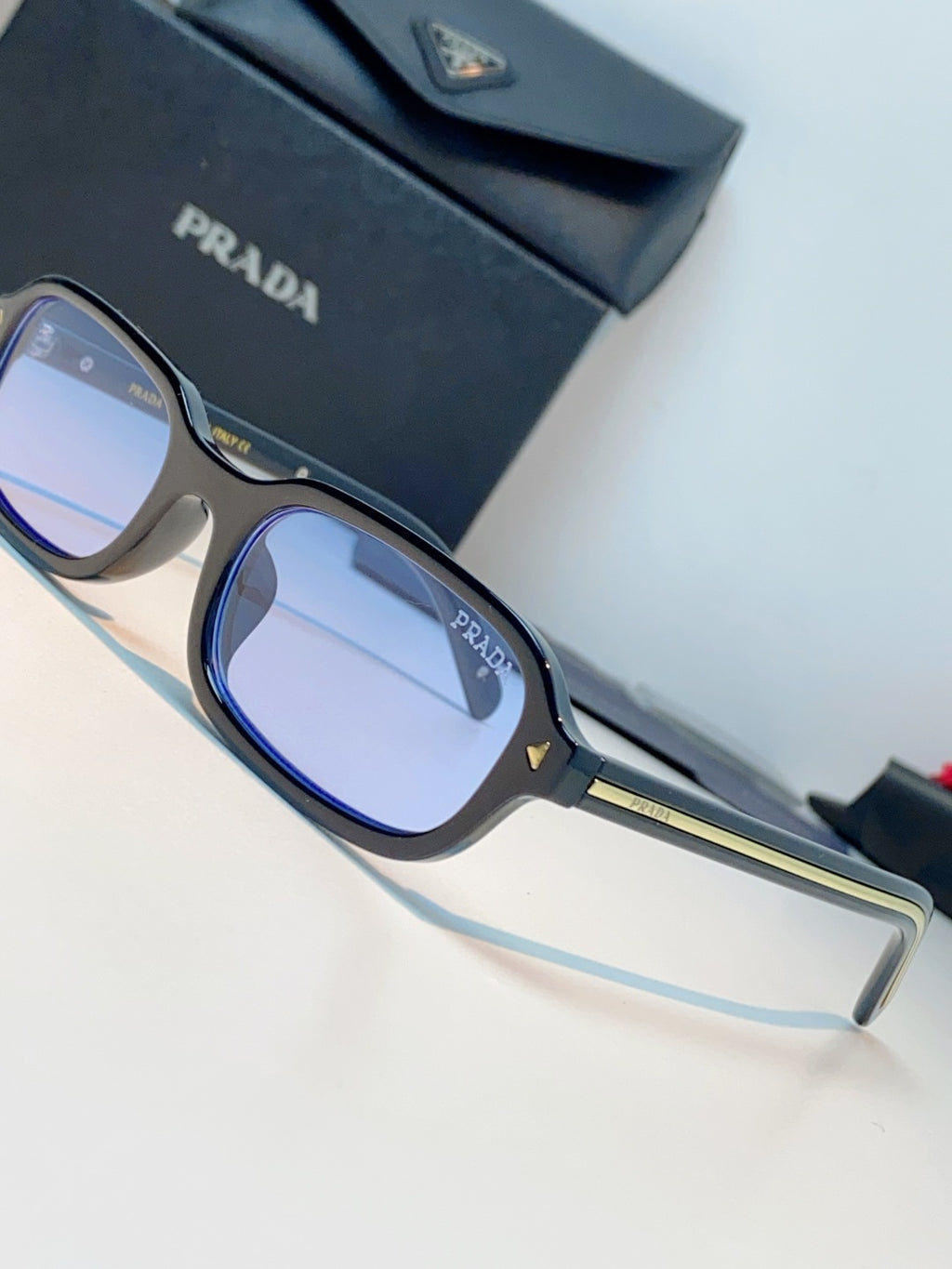 Prada Metal Oval Blue Lens Sunglasses for Men & Women - detail image 7