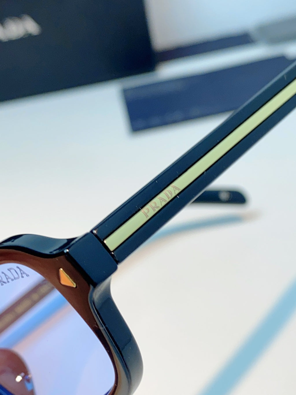 Prada Metal Oval Blue Lens Sunglasses for Men & Women - detail image 8