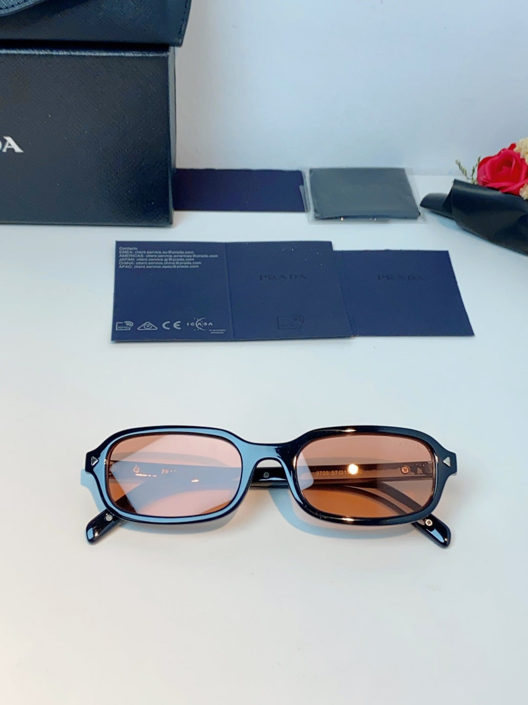 Prada Metal Oval Red Lens Sunglasses for Men & Women - detail image 10