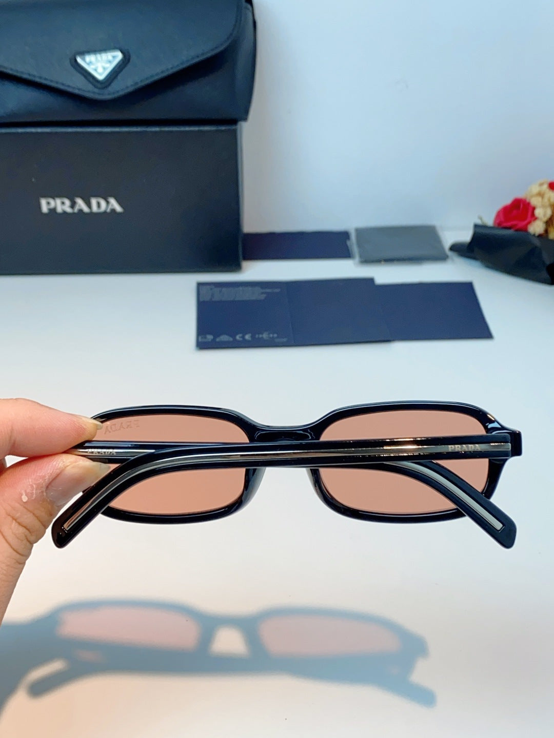 Prada Metal Oval Red Lens Sunglasses for Men & Women - detail image 5
