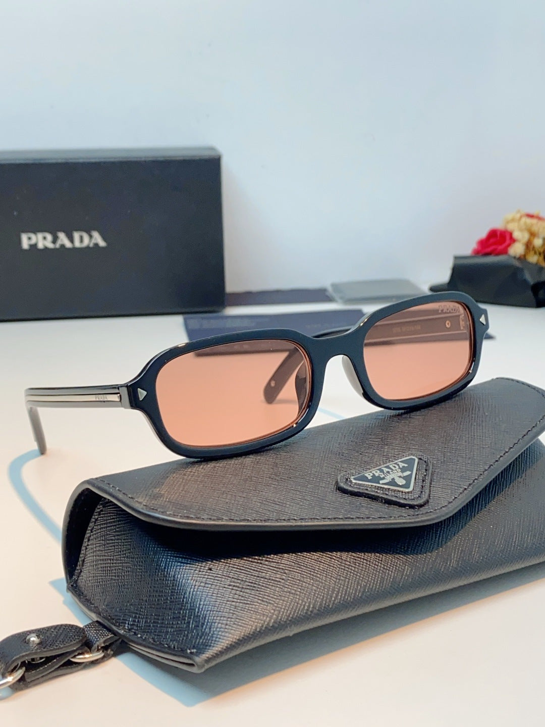 Prada Metal Oval Red Lens Sunglasses for Men & Women - detail image 11