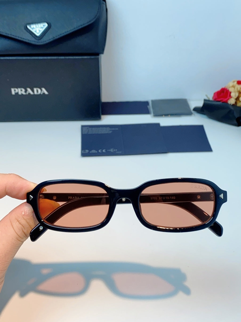 Prada Metal Oval Red Lens Sunglasses for Men & Women - detail image 4