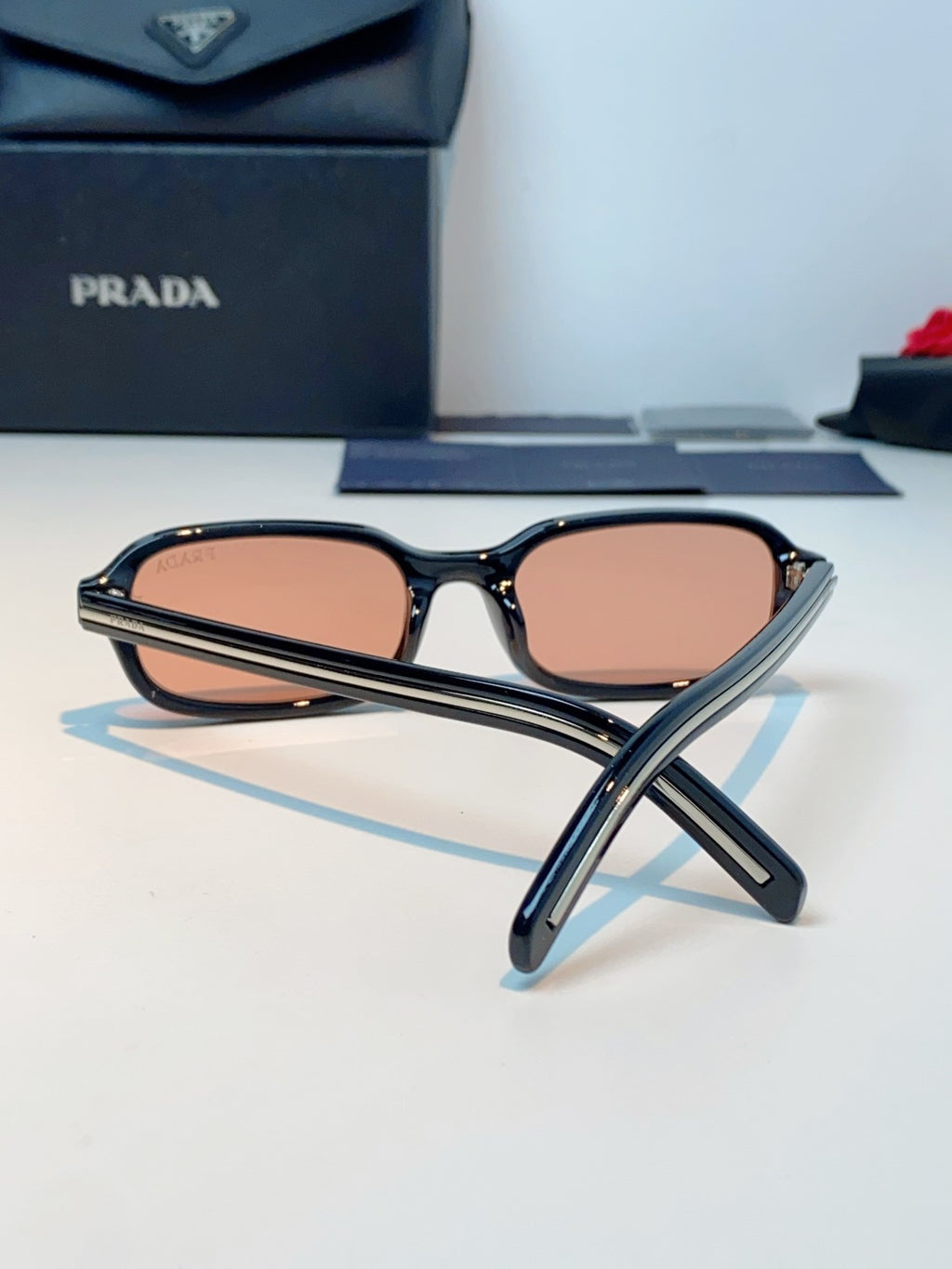 Prada Metal Oval Red Lens Sunglasses for Men & Women - detail image 3