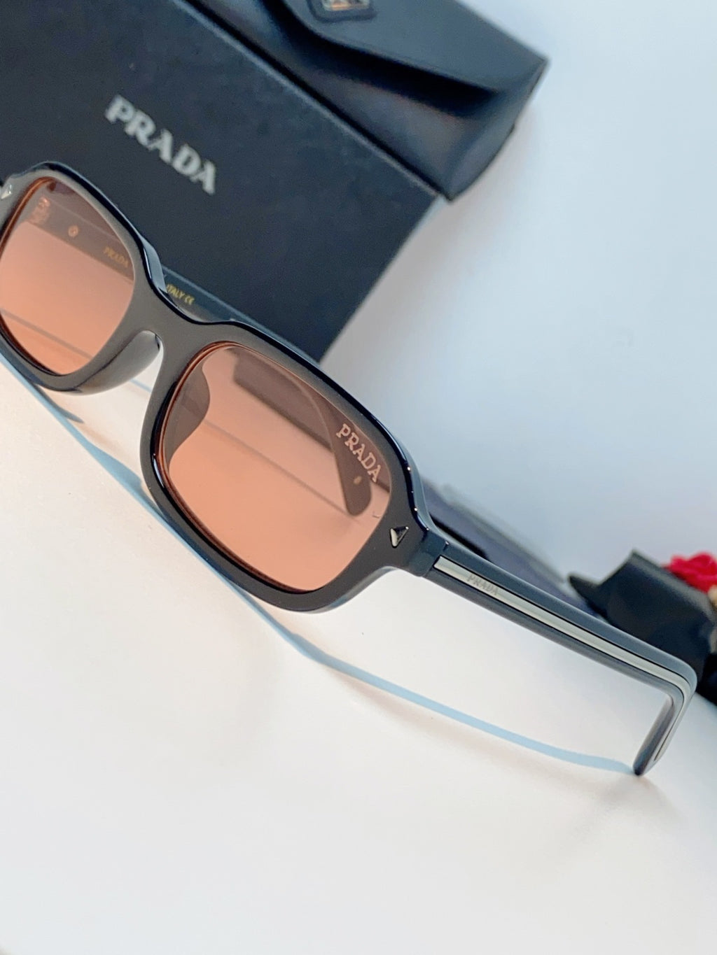 Prada Metal Oval Red Lens Sunglasses for Men & Women - detail image 7