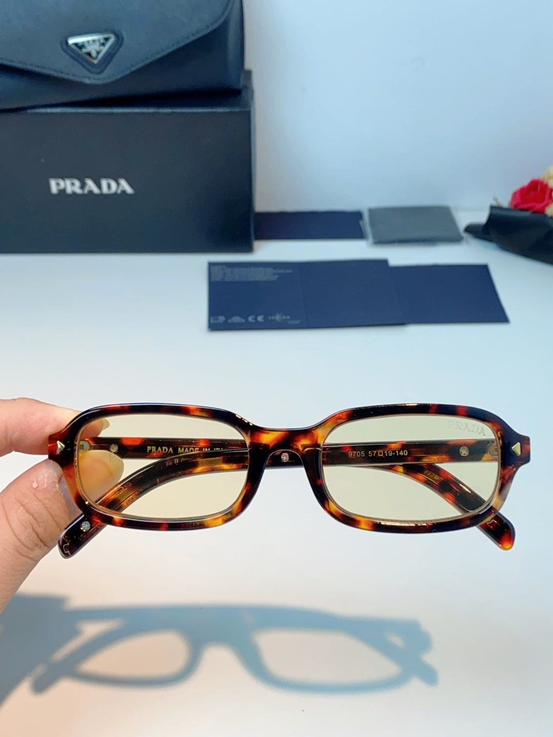 Prada Metal Oval Brown Lens Sunglasses for Men & Women - 382673 - detail image 4