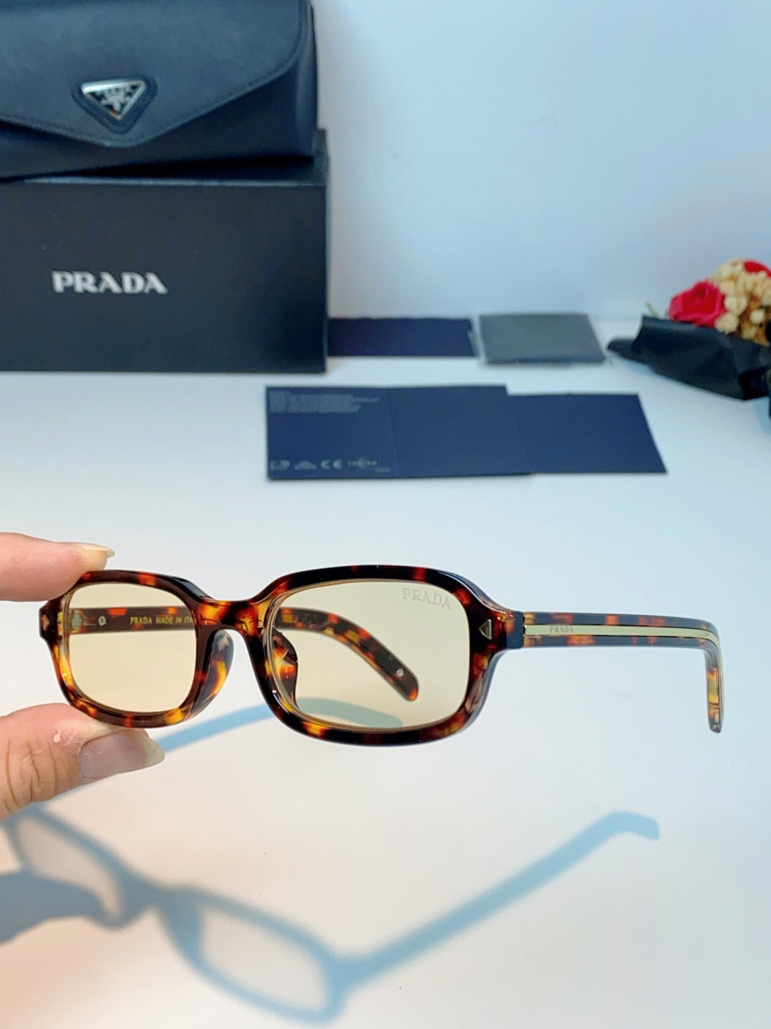 Prada Metal Oval Brown Lens Sunglasses for Men & Women - 382673 - detail image 6