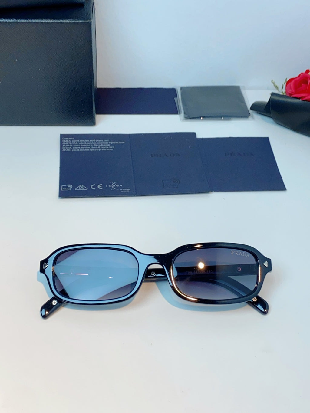 Prada Metal Oval Gray Lens Sunglasses for Men & Women - 382674 - detail image 10