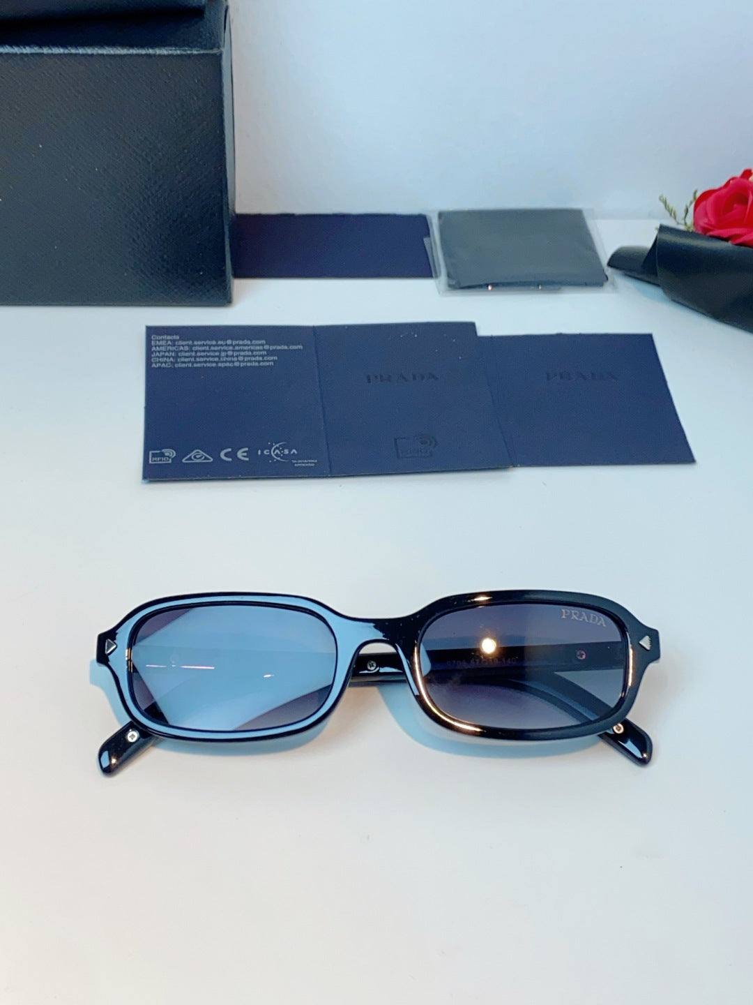 Prada Metal Oval Gray Lens Sunglasses for Men & Women - 382674 - detail image 10