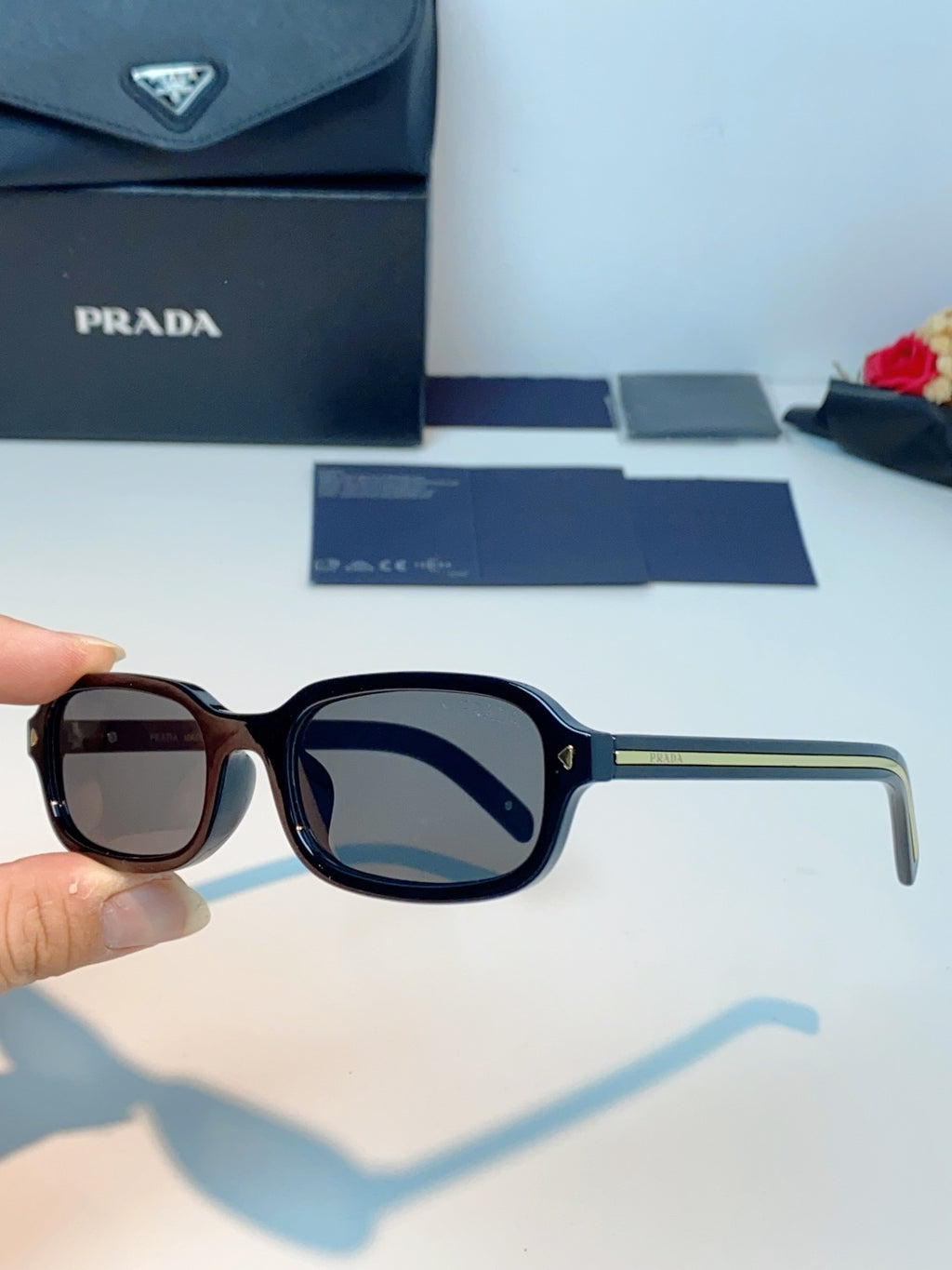 Prada Metal Oval Gray Lens Sunglasses for Men & Women - 382675 - detail image 6