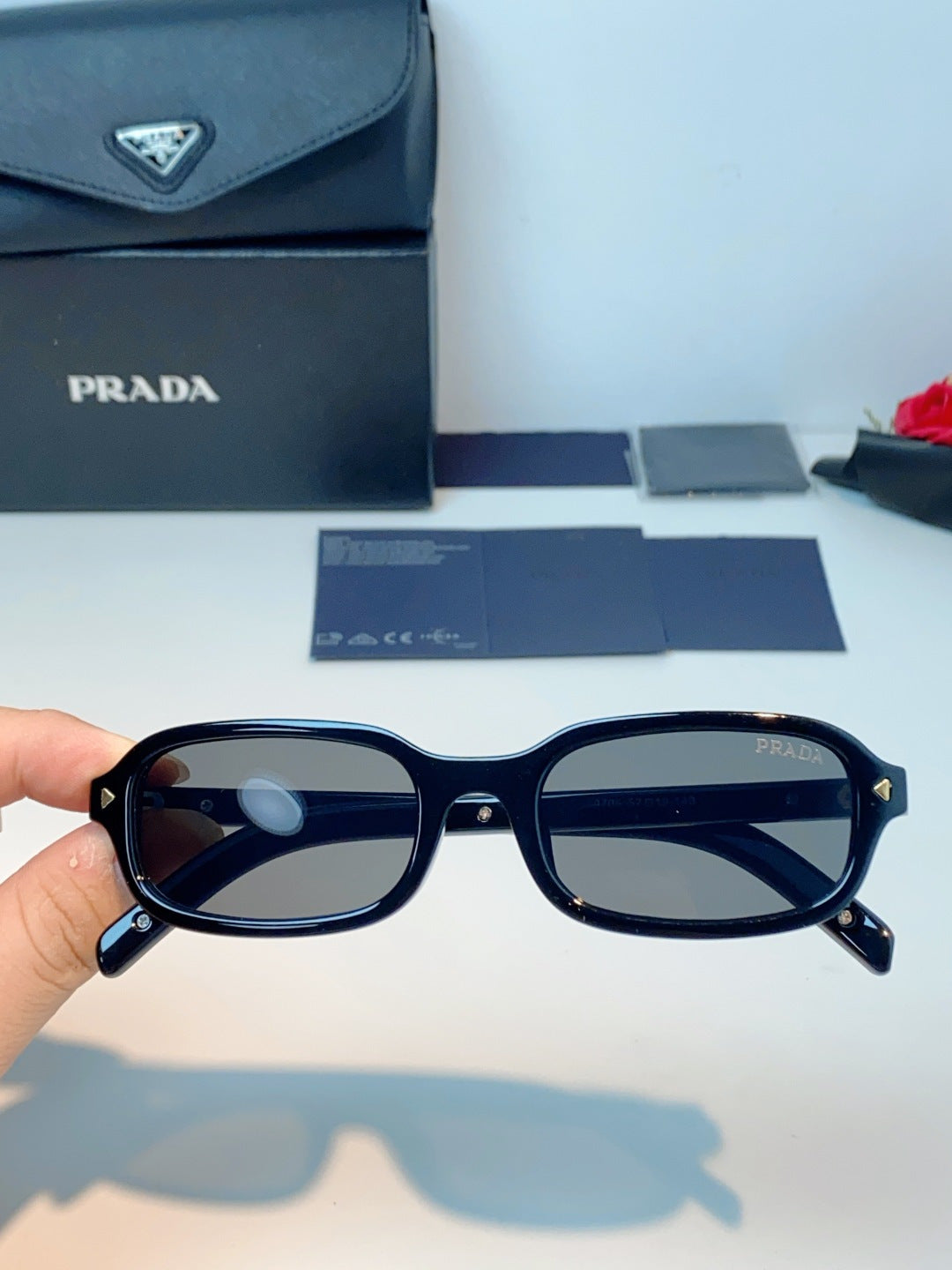 Prada Metal Oval Gray Lens Sunglasses for Men & Women - 382675 - detail image 4