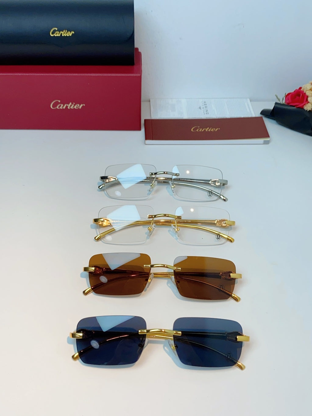 Cartier Lightweight Rimless Silver Lens Sunglasses for Men - detail image 13