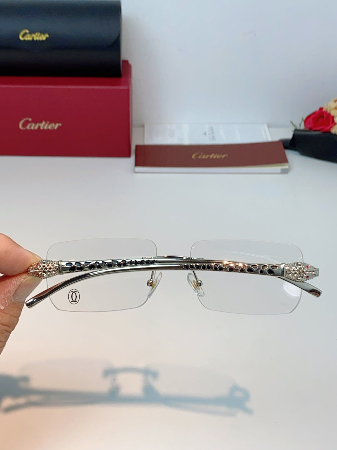 Cartier Lightweight Rimless Silver Lens Sunglasses for Men - 382855 - detail image 5