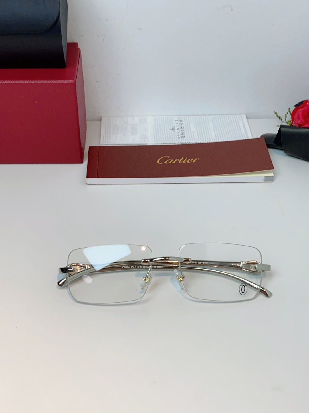 Cartier Lightweight Rimless Silver Lens Sunglasses for Men - 382855 - detail image 10