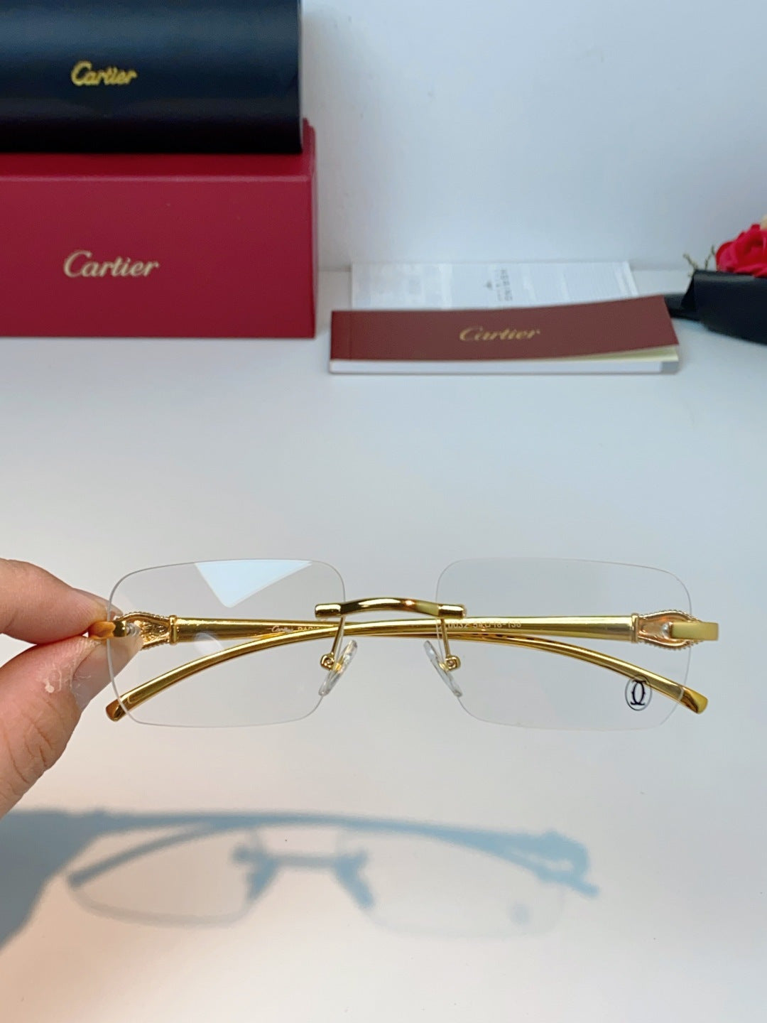 Cartier Lightweight Rimless Silver Lens Sunglasses for Men - detail image 4