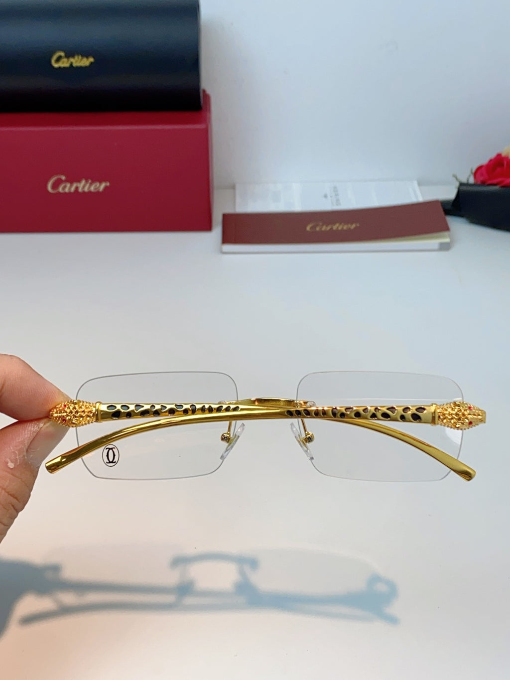 Cartier Lightweight Rimless Silver Lens Sunglasses for Men - detail image 5