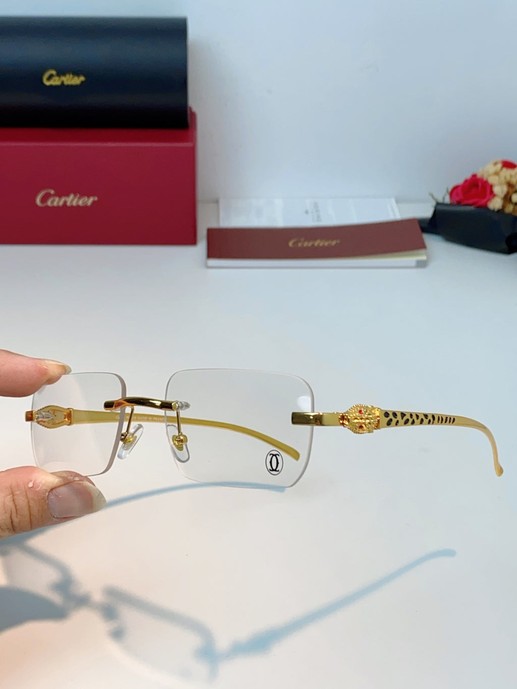 Cartier Lightweight Rimless Silver Lens Sunglasses for Men - detail image 6