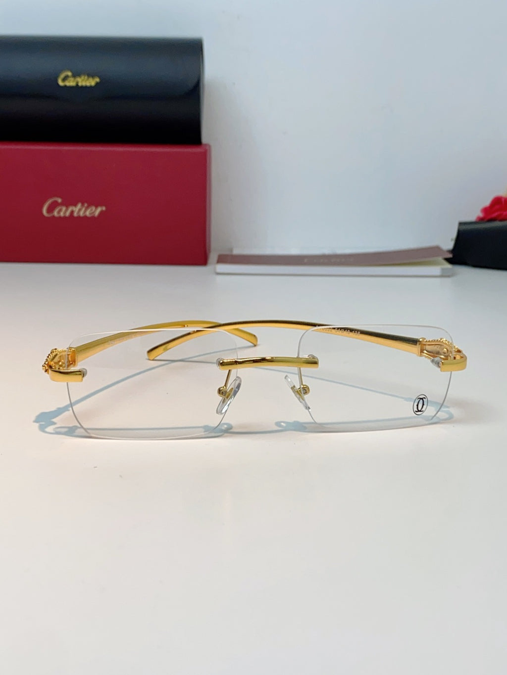 Cartier Lightweight Rimless Silver Lens Sunglasses for Men - detail image 2