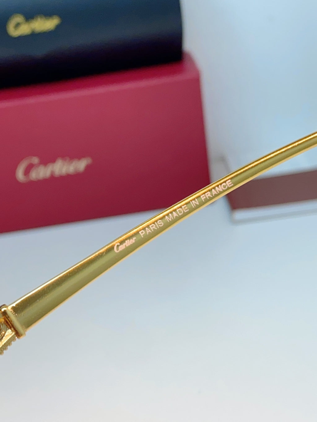 Cartier Lightweight Rimless Blue Lens Sunglasses for Men - detail image 9