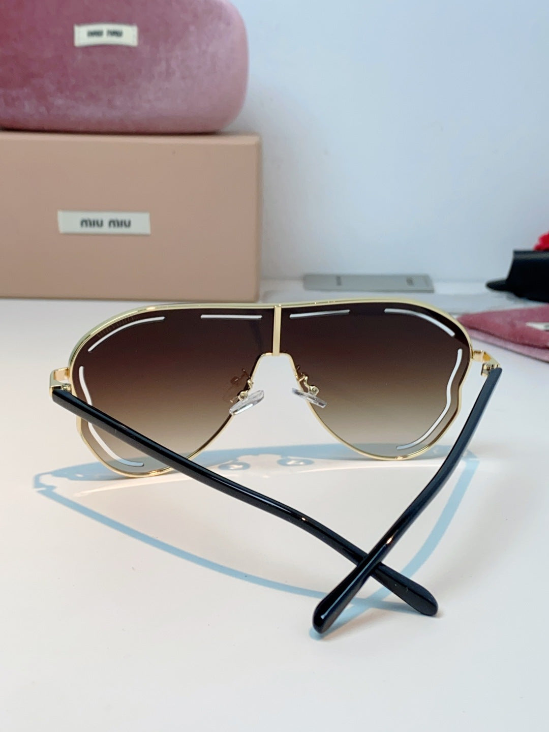 Miu Miu Metal Aviator Red Lens Sunglasses for Men & Women - detail image 3