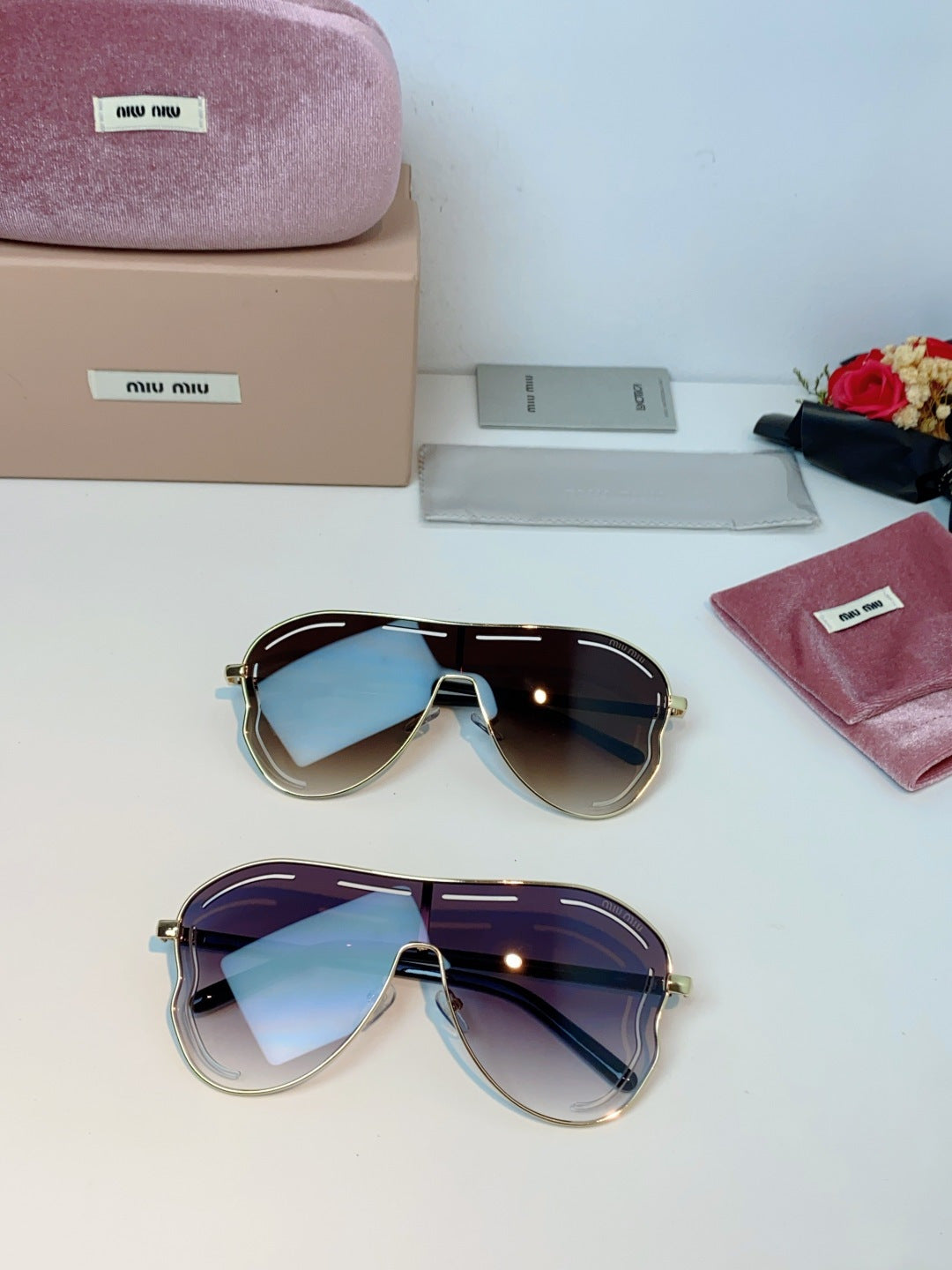 Miu Miu Metal Aviator Red Lens Sunglasses for Men & Women - detail image 13