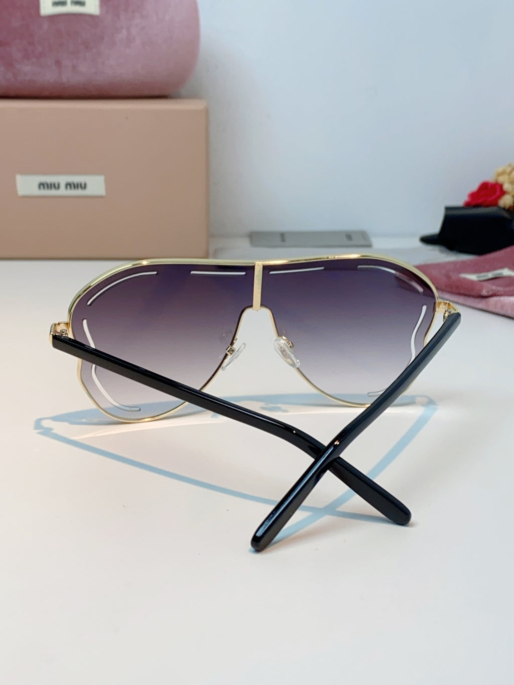 Miu Miu Metal Aviator Purple Lens Sunglasses for Men & Women - detail image 3