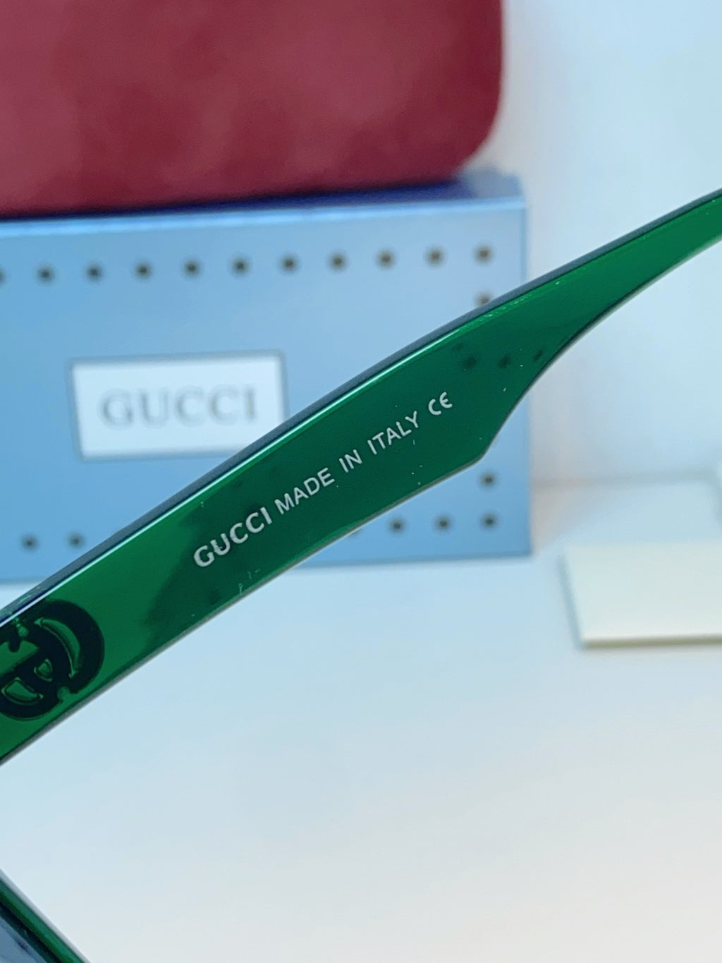 Gucci Metal Cat-Eye Green Lens Sunglasses for Men & Women - detail image 9