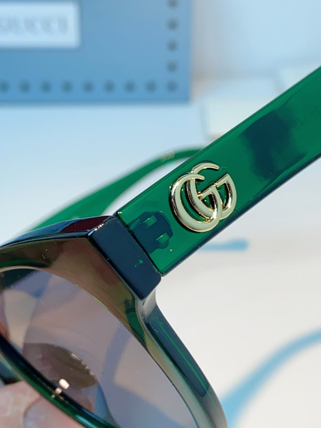Gucci Metal Cat-Eye Green Lens Sunglasses for Men & Women - detail image 8