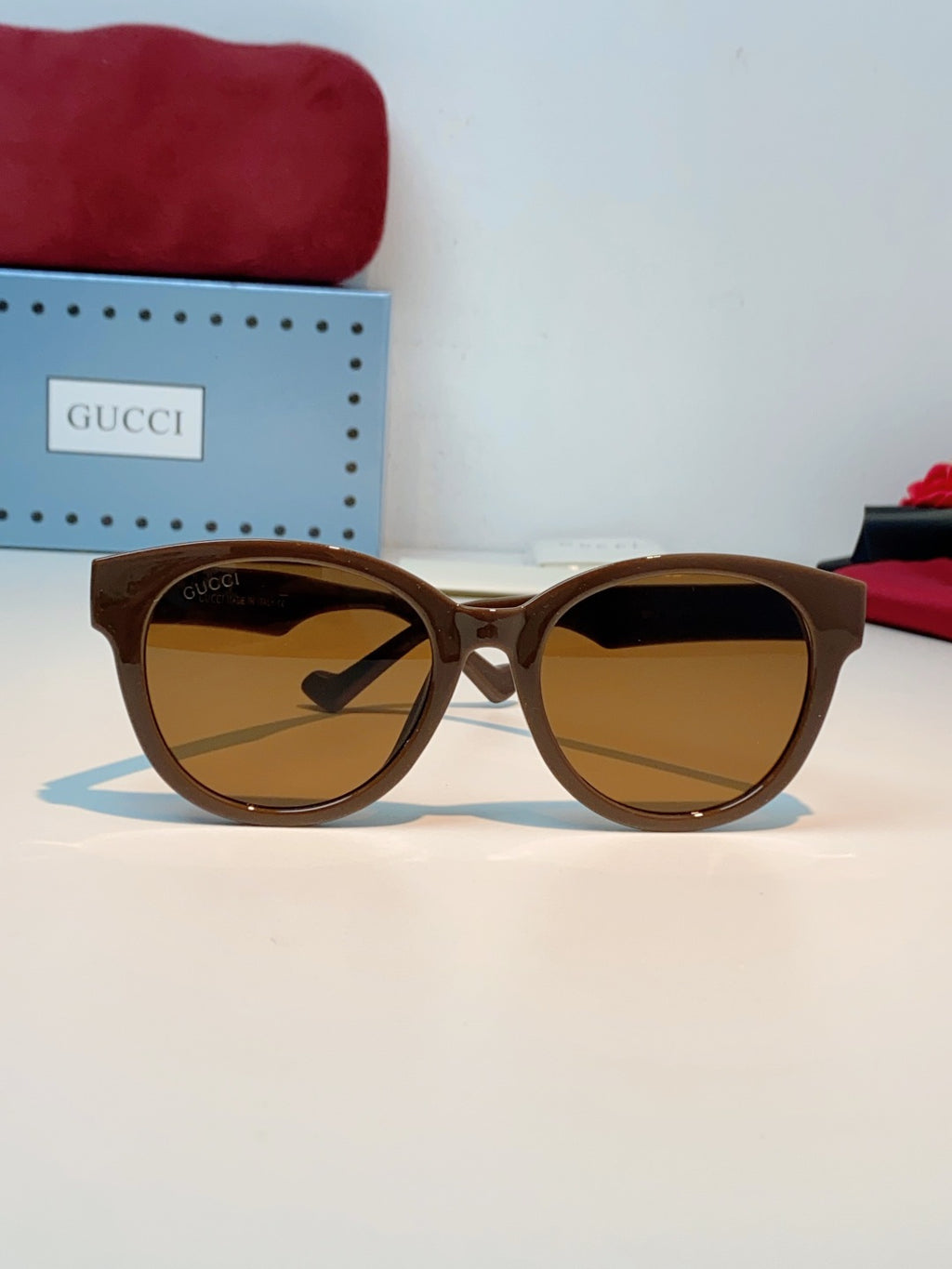 Gucci Metal Cat-Eye Brown Lens Sunglasses for Men & Women - detail image 2