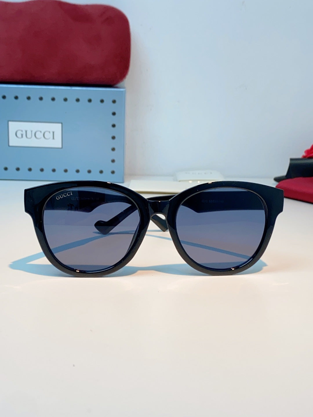 Gucci Metal Cat-Eye Blue Lens Sunglasses for Men & Women - detail image 2