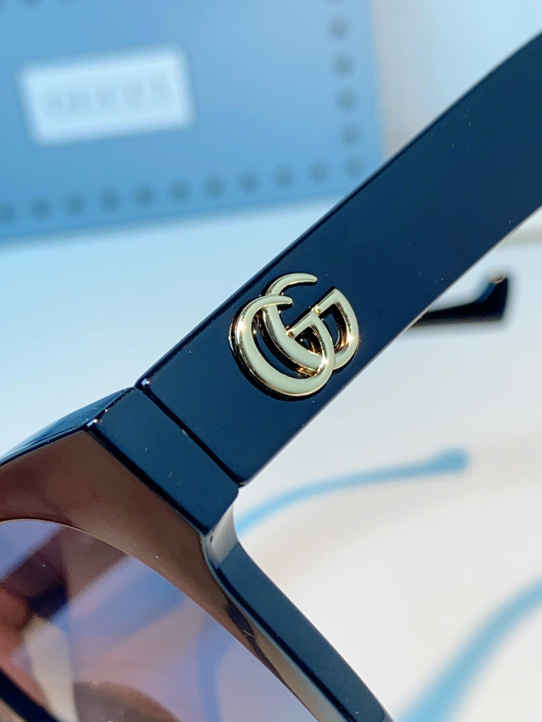 Gucci Metal Cat-Eye Blue Lens Sunglasses for Men & Women - detail image 8