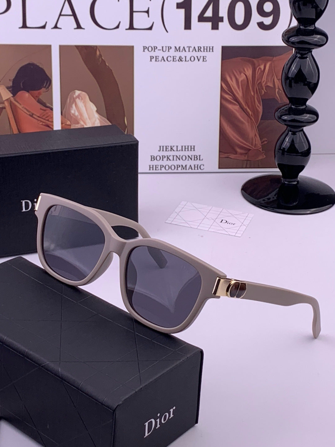 Dior CD1113 Polarized Square Blue Lens Sunglasses for Women - detail image 2