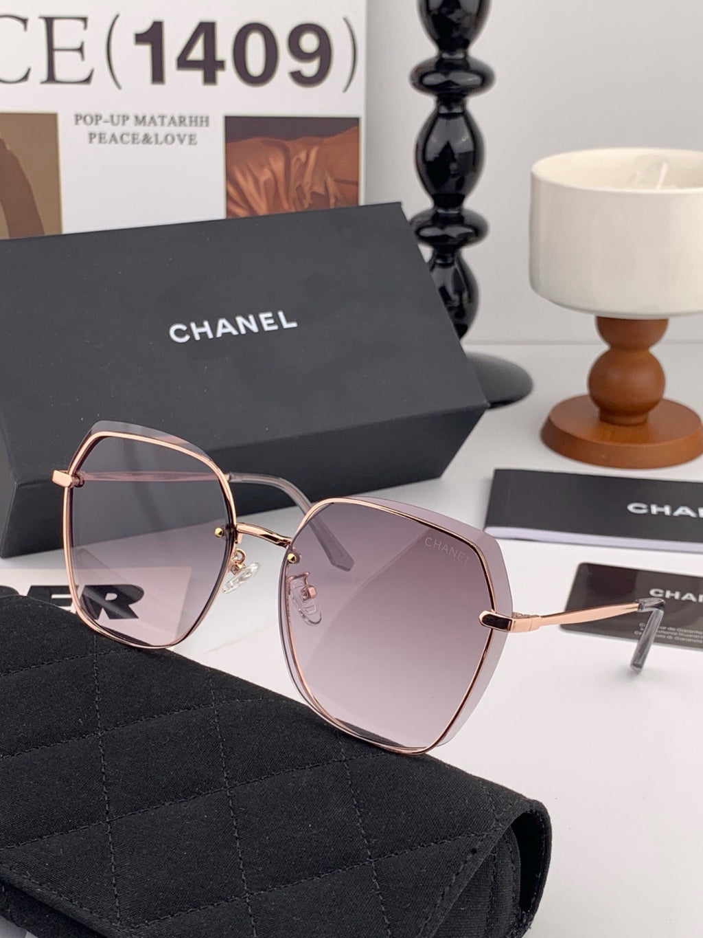 Chanel CH2201 Polarized Rimless Red Lens Sunglasses for Men & Women - detail image 4