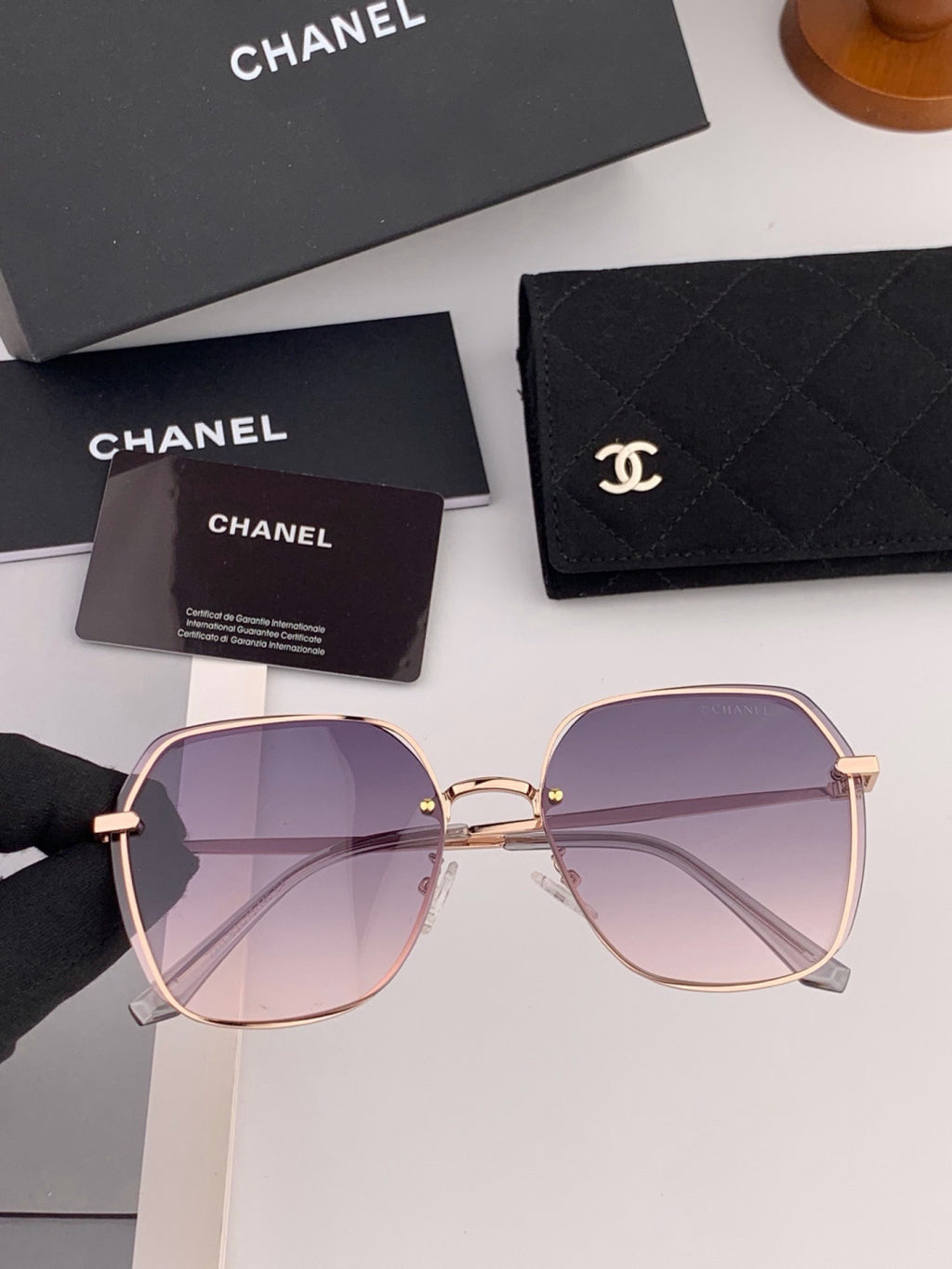 Chanel CH2201 Polarized Rimless Red Lens Sunglasses for Men & Women - detail image 3
