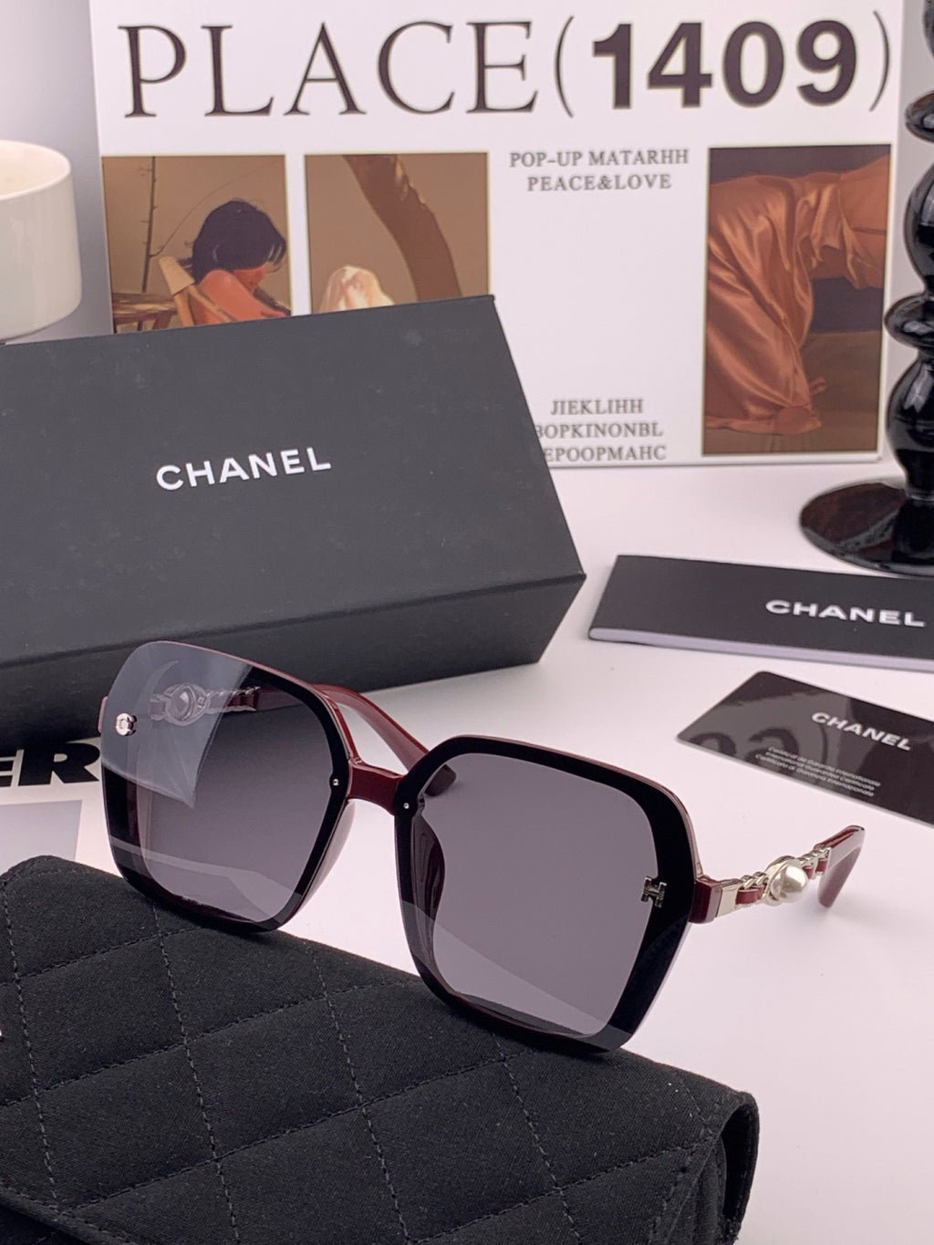 Chanel CH4786 Polarized Oversized Red Lens Sunglasses for Men & Women - detail image 6