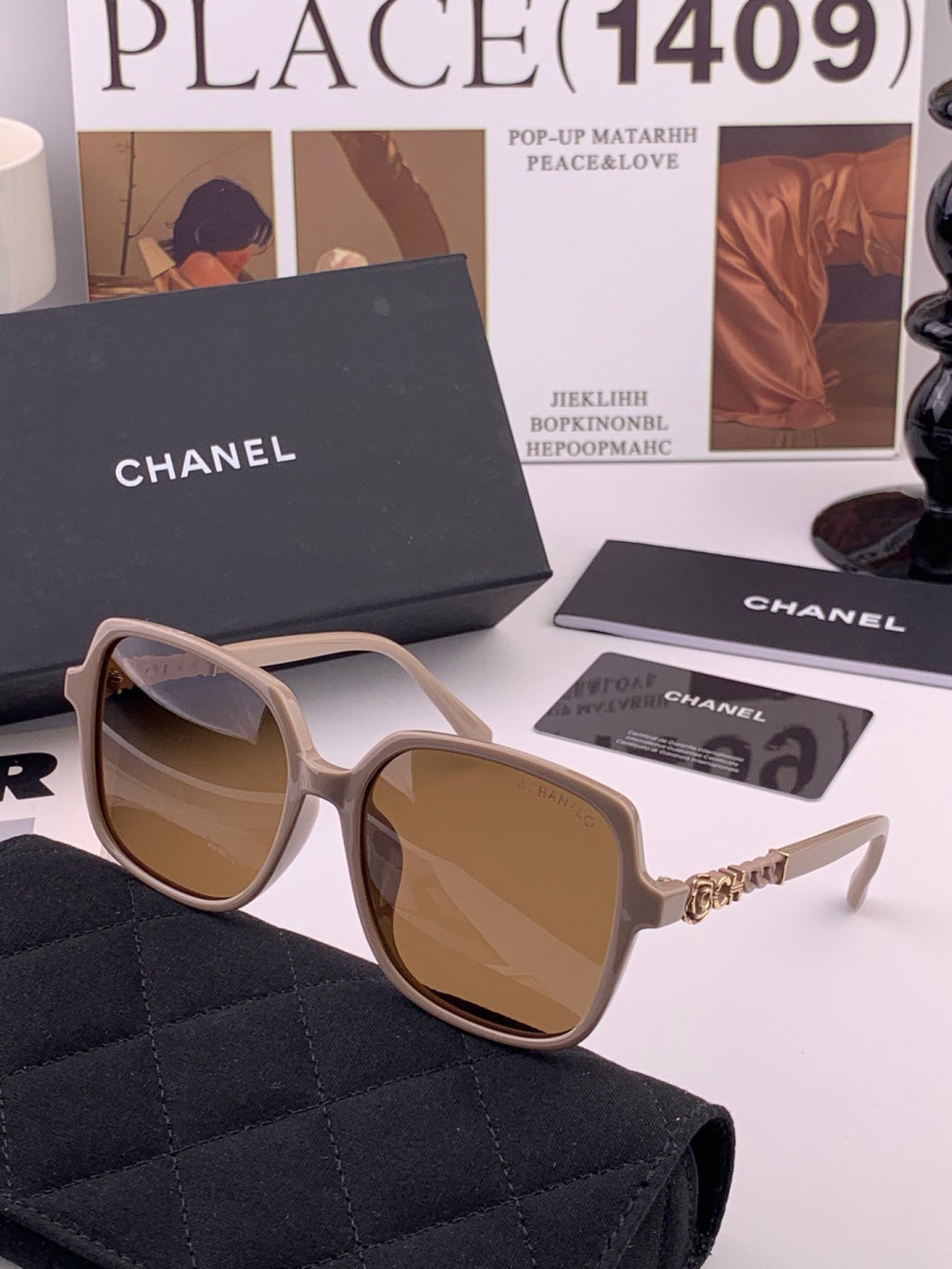 Chanel CH0786 Polarized Square Black Lens Sunglasses for Women - detail image 4