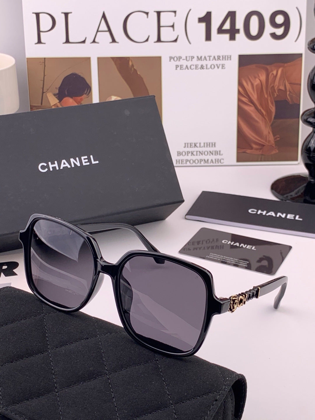 Chanel CH0786 Polarized Square Black Lens Sunglasses for Women - detail image 5