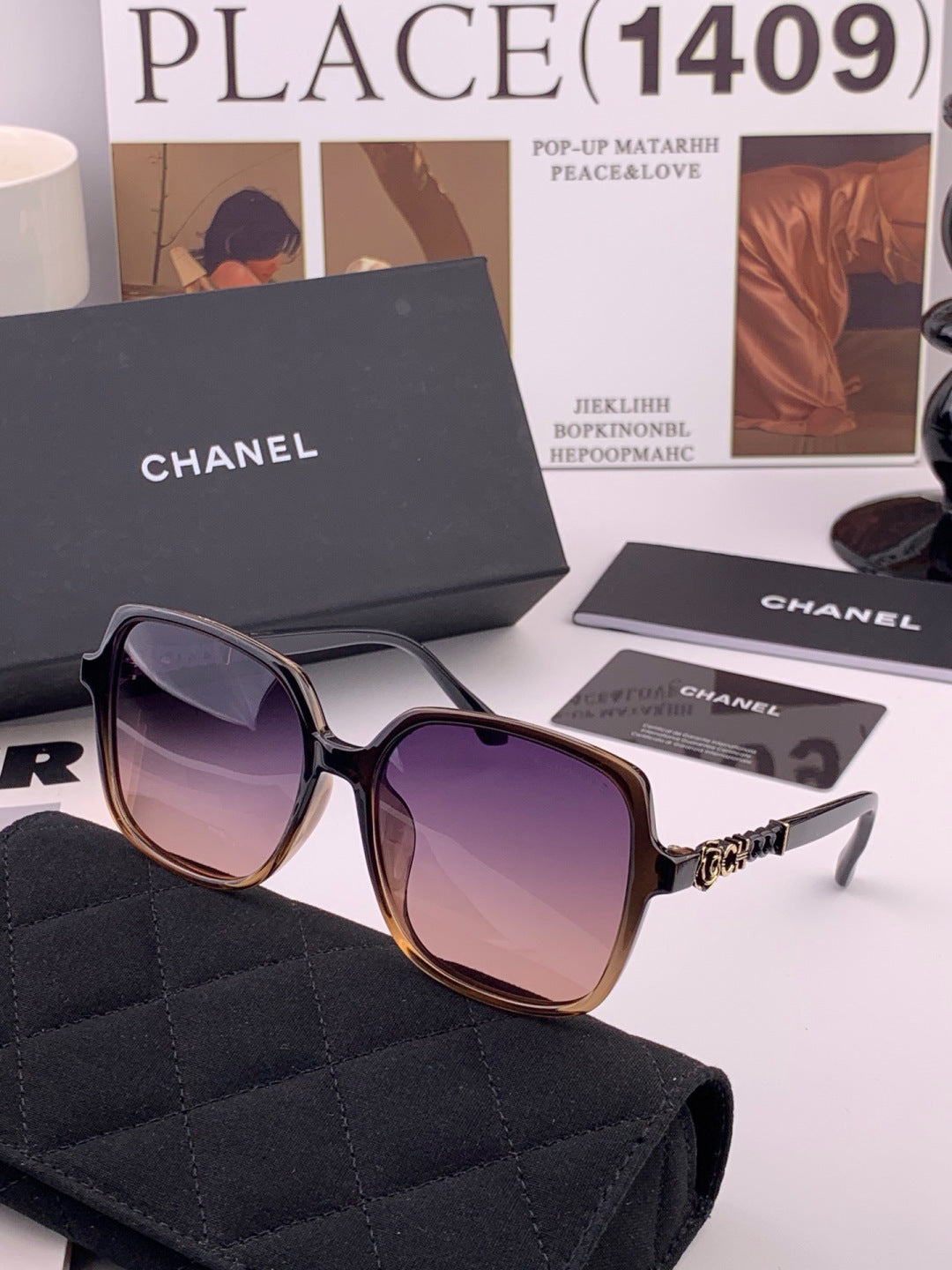 Chanel CH0786 Polarized Square Black Lens Sunglasses for Women - detail image 6