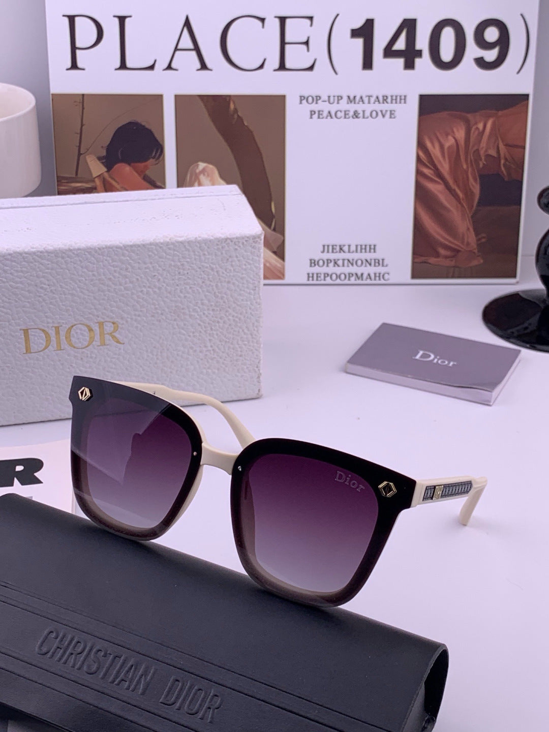 Dior CD1972 Polarized Square Gold Lens Sunglasses for Women