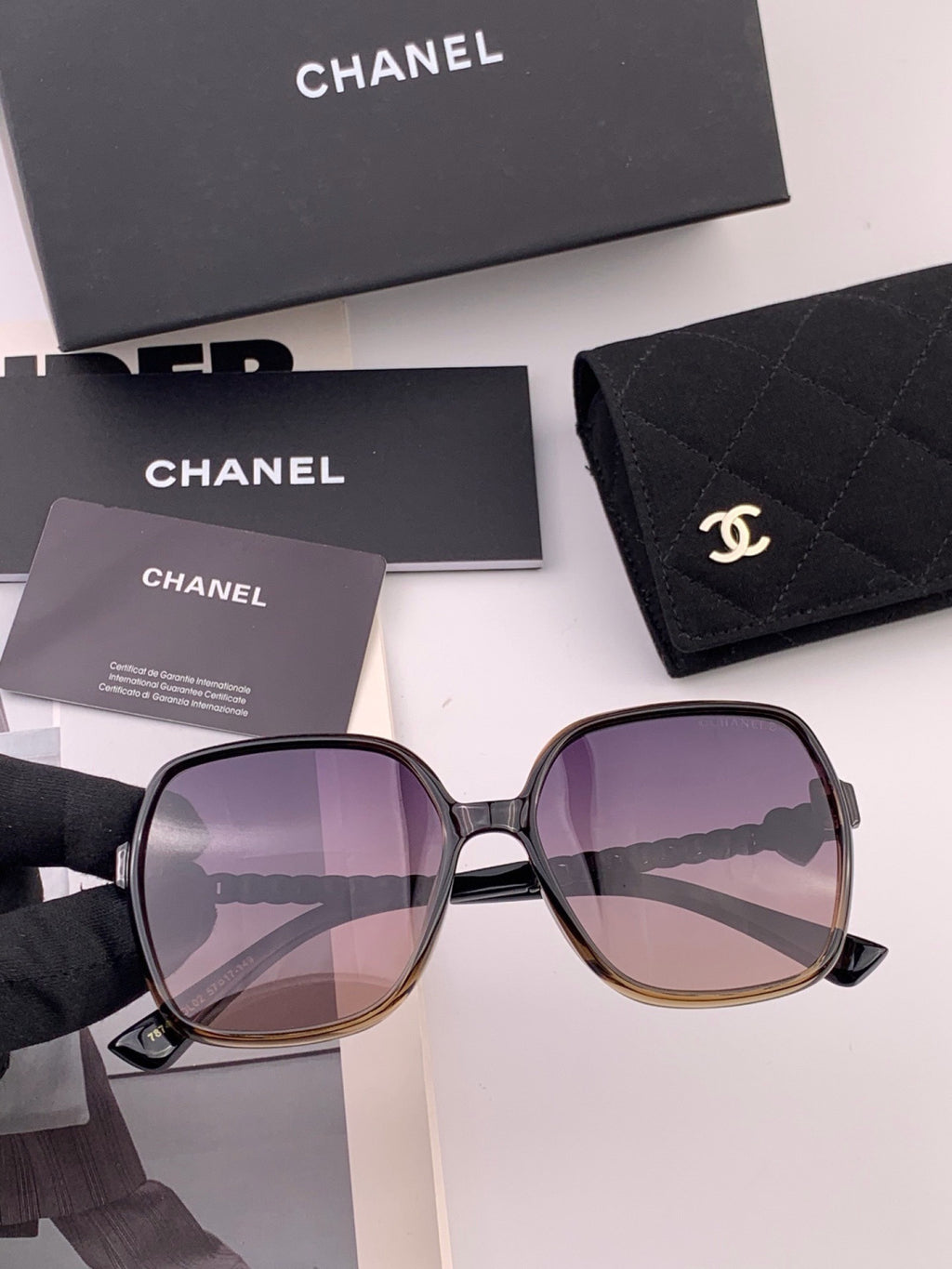 Chanel CH4787 Polarized Square Gold Lens Sunglasses for Women - 382304 - detail image 3