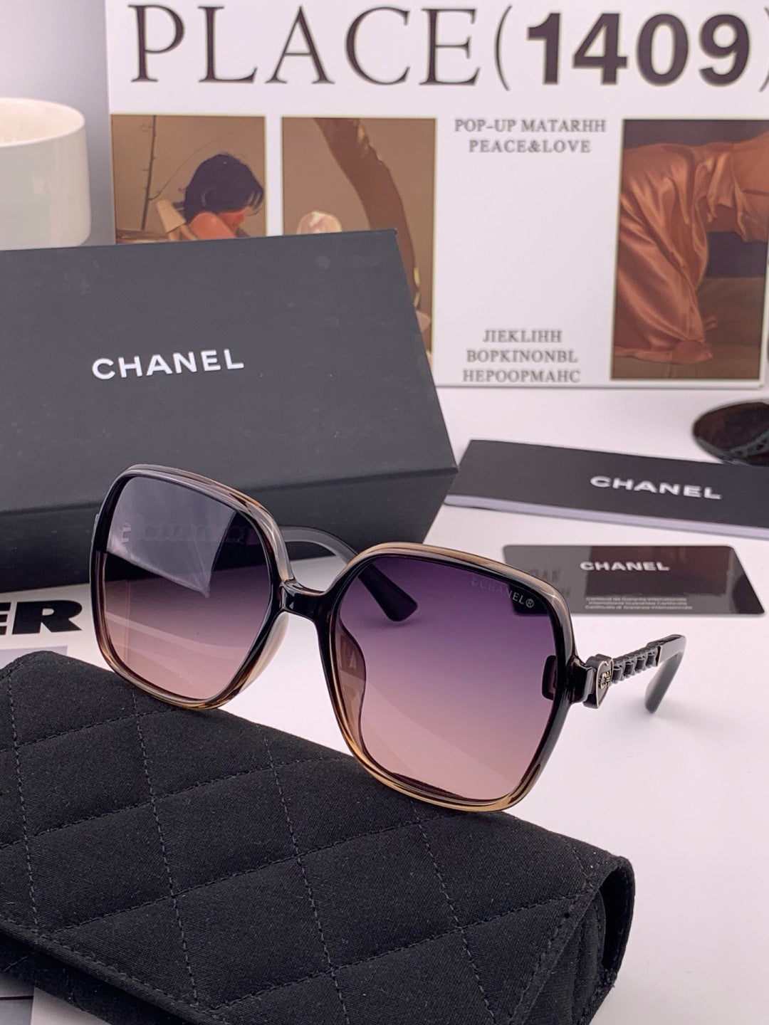 Chanel CH4787 Polarized Square Gold Lens Sunglasses for Women - 382304 - detail image 6