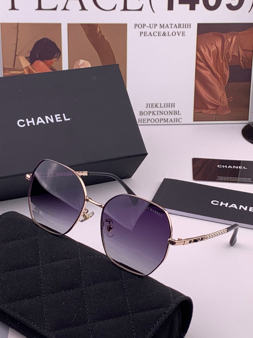 Chanel CH5640 Metal Square Brown Lens Sunglasses for Men & Women - detail image 2