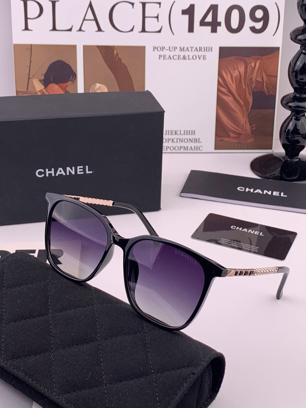 Chanel CH2753 Metal Square Gold Lens Sunglasses for Men & Women - 382288 - detail image 4