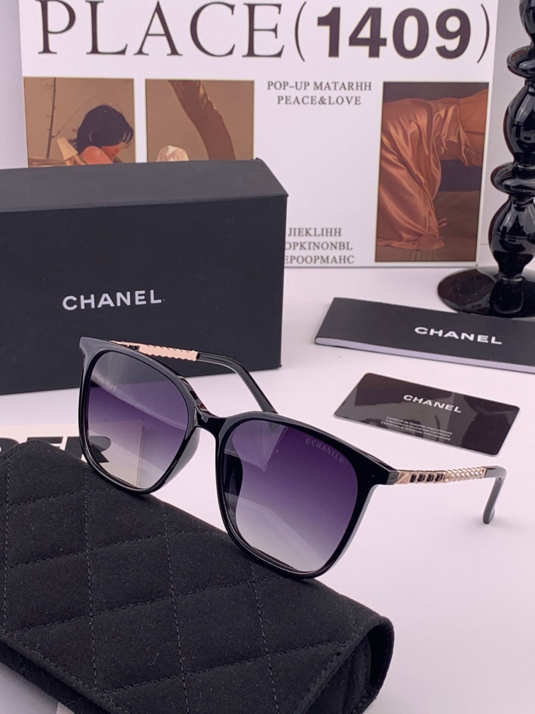 Chanel CH2753 Metal Square Gold Lens Sunglasses for Men & Women - 382288 - detail image 4
