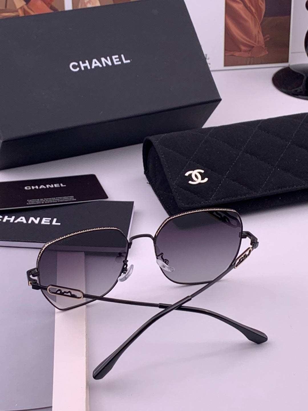Chanel CH7238 Polarized Rimless Gold Lens Sunglasses for Men & Women - 382289 - detail image 6