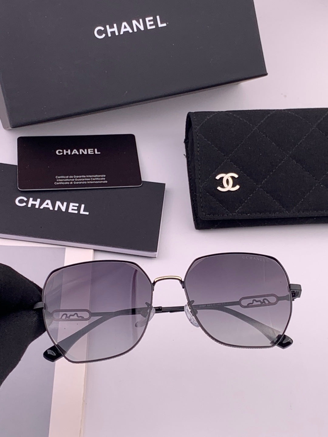 Chanel CH7238 Polarized Rimless Gold Lens Sunglasses for Men & Women - 382289