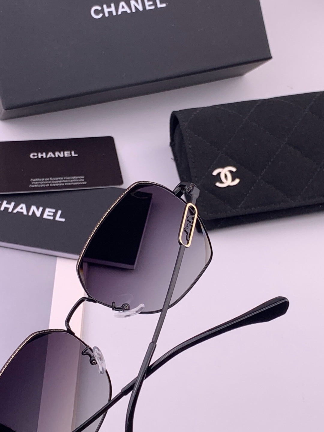 Chanel CH7238 Polarized Rimless Gold Lens Sunglasses for Men & Women - 382289 - detail image 5